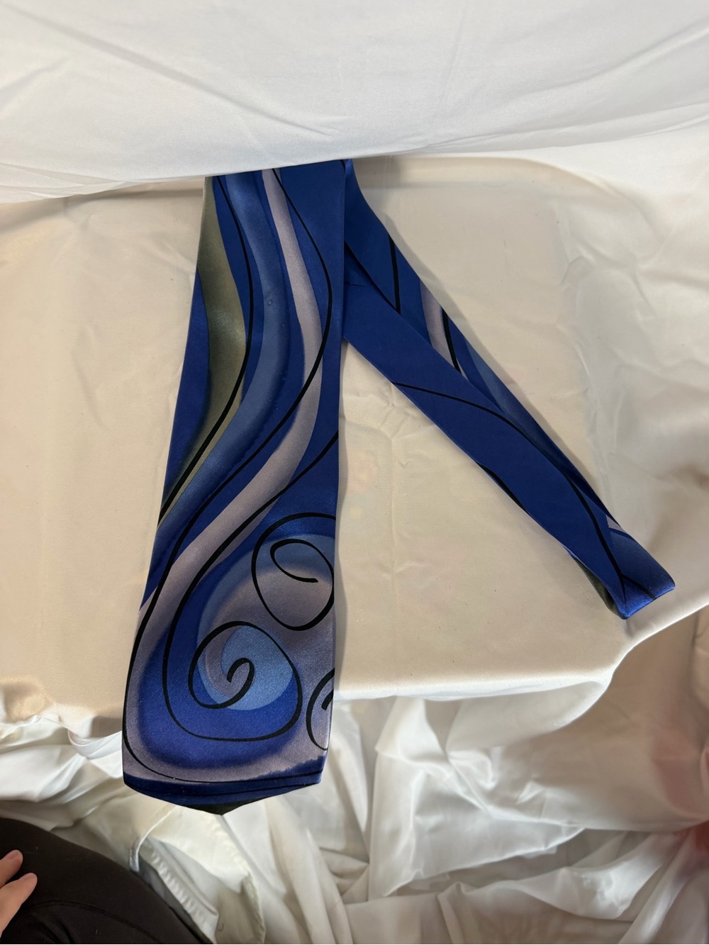 J. Garcia Blue and Black Swirl Silk Tie